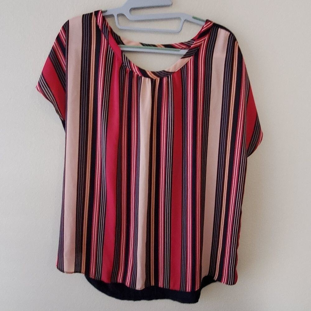 Loft striped keyhole back shirt XL